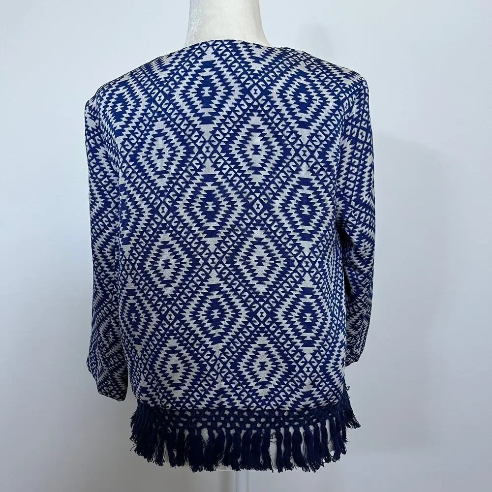 J. McLaughlin Rialto Jacquard Fringe Crop Jacket M NWT